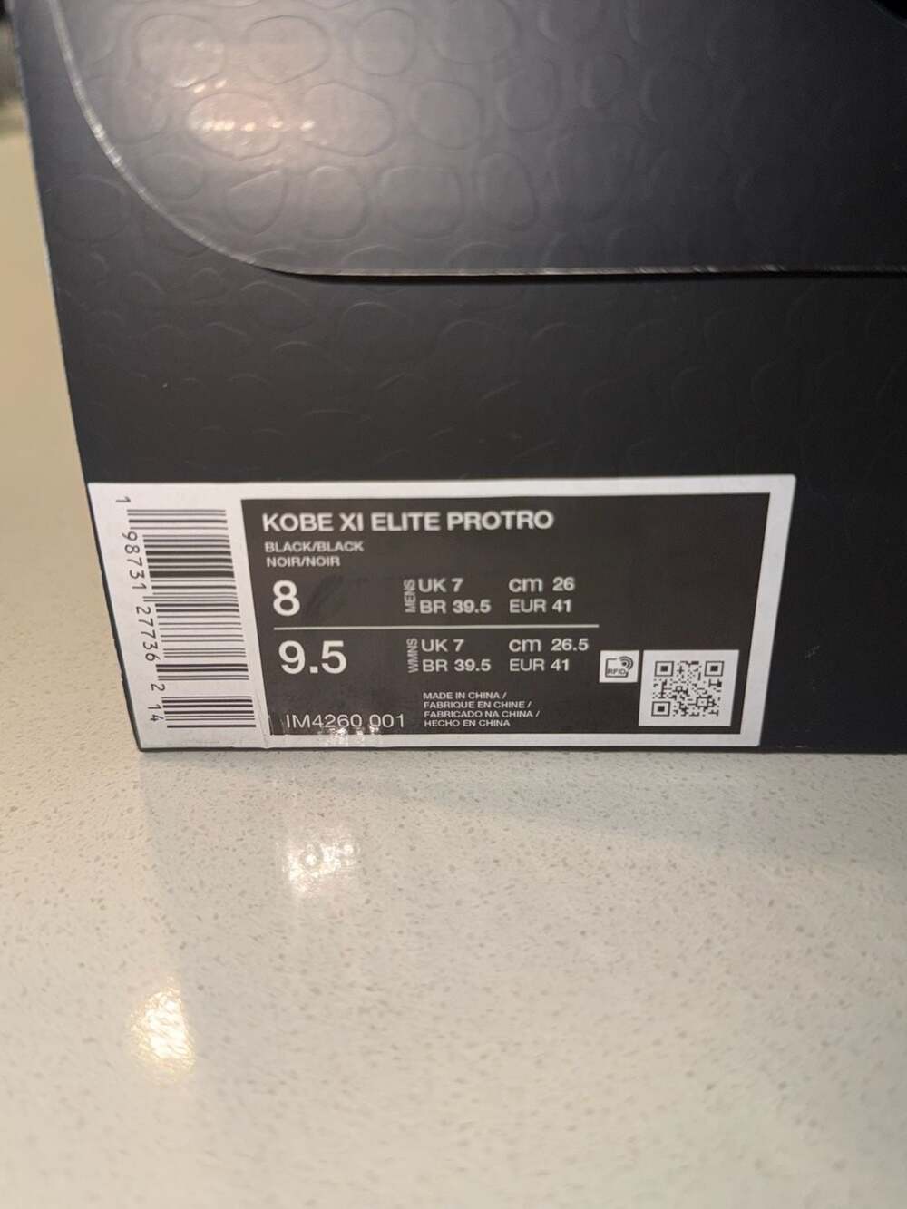Nike Kobe XI Elite Protro Size 8 Black Metallic Gold